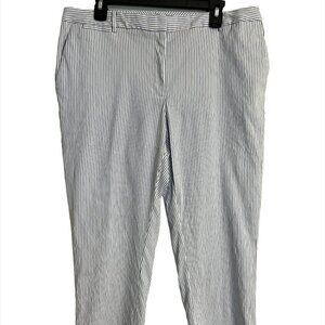 Tommy Hilfiger Pant Women 12 Blue Striped Preppy Straight Leg Office Neutral 80s
